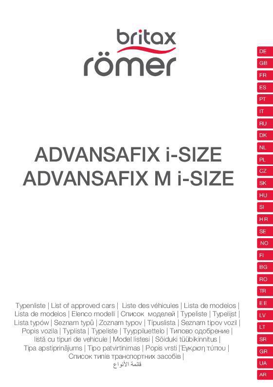 Vehículos homologados ADVANSAFIX (M) i-SIZE